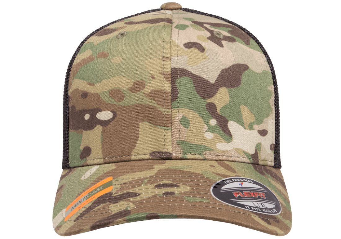6511MC_MULTICAM_FRONTANGLE_STICKER FLEXFIT® MULTICAM® TRUCKER MESH CAP - Image 1