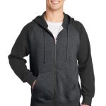 SPORT-TEK® RAGLAN COLORBLOCK FULL-ZIP HOODED FLEECE JACKET