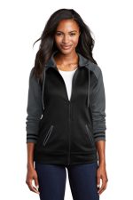 SPORT-TEK® LADIES SPORT-WICK® VARSITY FLEECE FULL-ZIP HOODED JACKET