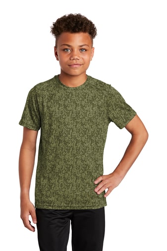10170-OliveDrabGrn-1-YST460OliveDrabGrnModelFront-337W-min Sport-Tek ® Youth Digi Camo Tee - Image 1