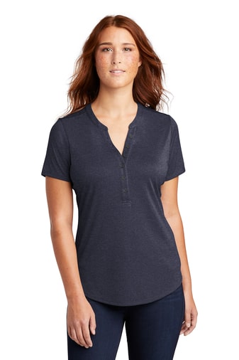 10185-DeepNavyHthr-1-LST468DeepNavyHthrModelFront-337W-min Sport-Tek ® Ladies Endeavor Henley - Image 1