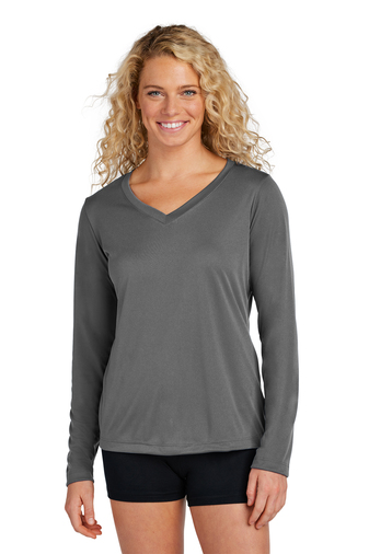 337W-null SPORT-TEK® LADIES LONG SLEEVE POSICHARGE® COMPETITOR™ V-NECK TEE - Image 1