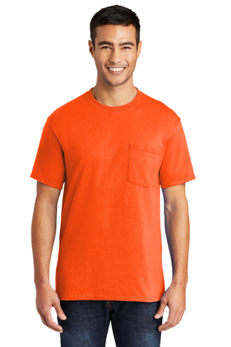 5157-SftyOrg-1-PC55PSftyOrgModelFront2-337W PORT & COMPANY® CORE BLEND POCKET TEE - Image 1