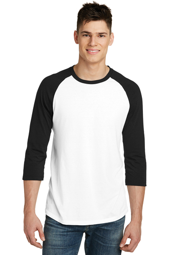 8460-BlackWhite-1-DT6210BlackWhiteModelFront-337W DISTRICT ® VERY IMPORTANT TEE ® 3/4-SLEEVE RAGLAN - Image 1