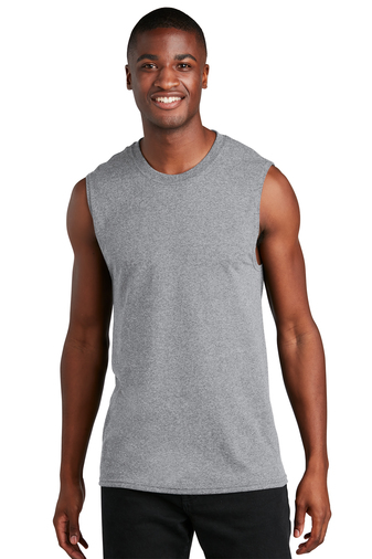 8674-AthlHthr-1-PC54SLAthlHthrModelFront4-337W PORT & COMPANY® CORE COTTON SLEEVELESS TEE - Image 1