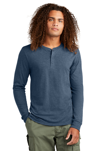 27977-NvyFrost-0-DT145NvyFrostModelFront1-337W DISTRICT® PERFECT TRI® LONG SLEEVE HENLEY - Image 1