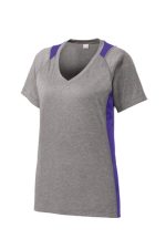 SPORT-TEK® LADIES HEATHER COLORBLOCK CONTENDER™ V-NECK TEE - Image 4