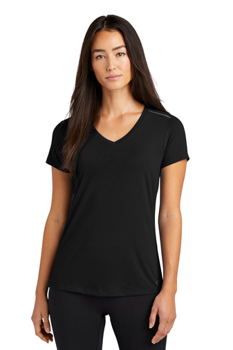 9450-Blacktop-1-LOE337BlacktopModelFront1-337W OGIO ® LADIES PEAK V-NECK TEE - Image 1