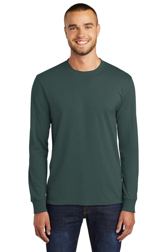 5158-Darkgreen-1-PC55LSDarkgreenModelFront1-337W PORT & COMPANY® LONG SLEEVE CORE BLEND TEE - Image 1